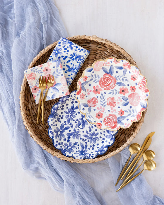 Watercolor Floral Paper Plates (Set of 12)