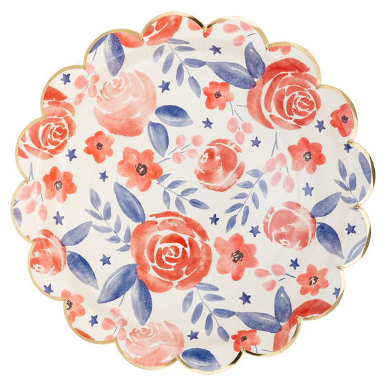 Watercolor Floral Paper Plates (Set of 12)