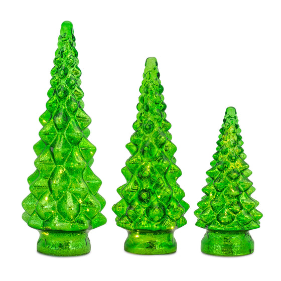 Lit Christmas Tree Set in Green (Set of 3)