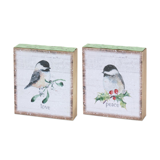 Chickadee Block Sign (Set of 4)