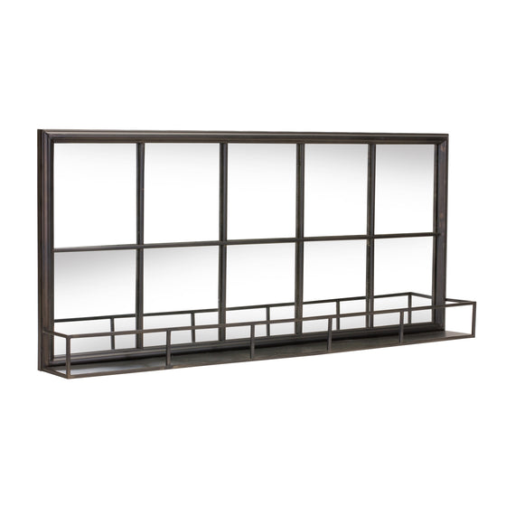 Windowpane Wall Mirror with Shelf