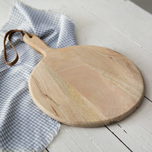  Small Round Cutting Board with Leather Strap